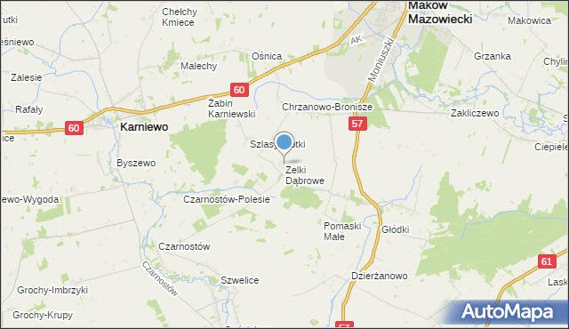 mapa Zelki Dąbrowe, Zelki Dąbrowe na mapie Targeo